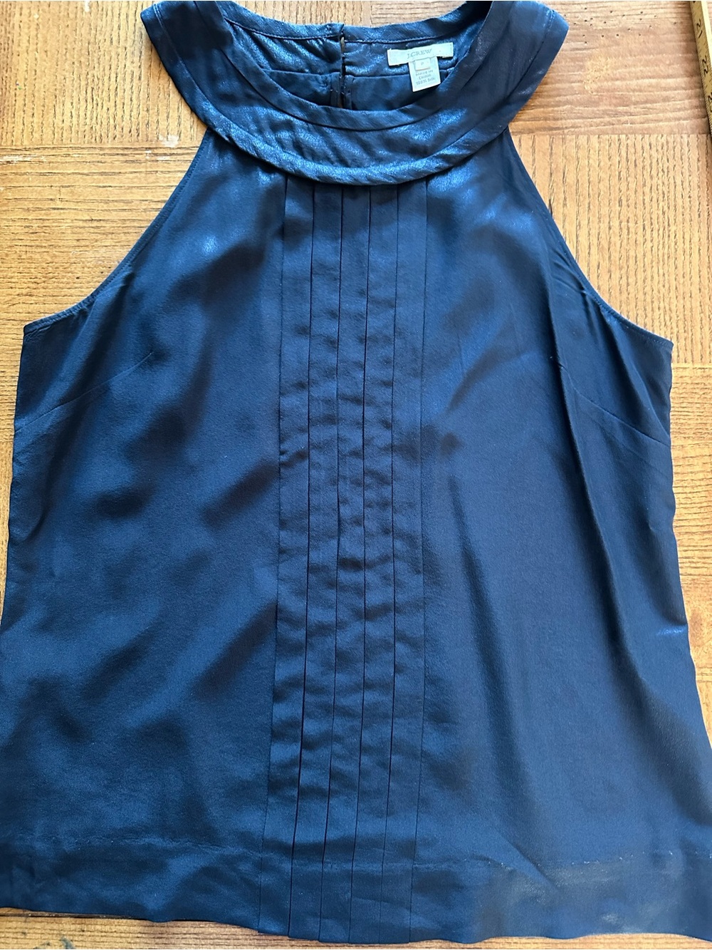 J. Crew Navy Pleated Halter Shell
